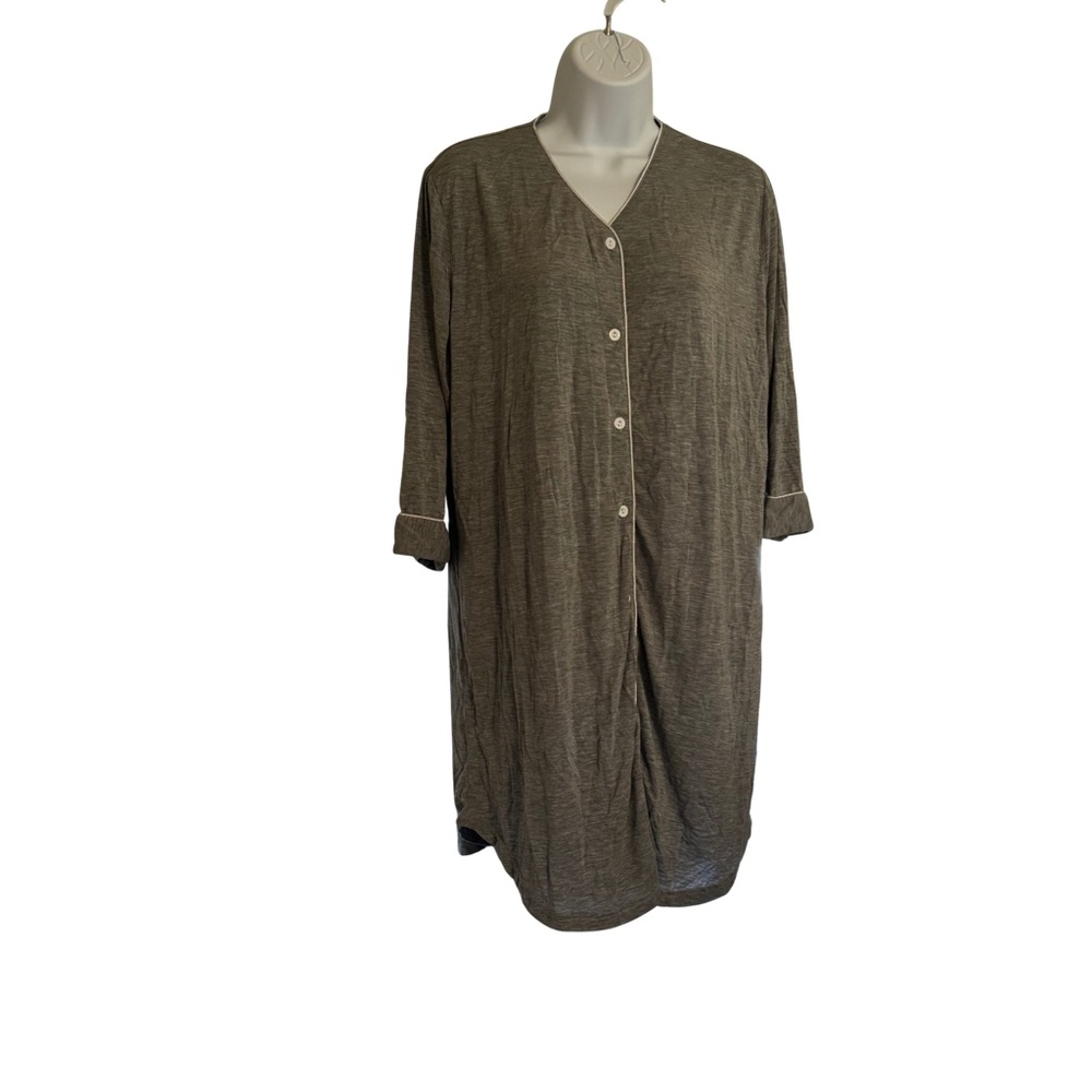 Women's Brown Button-Down Sleep Shirt